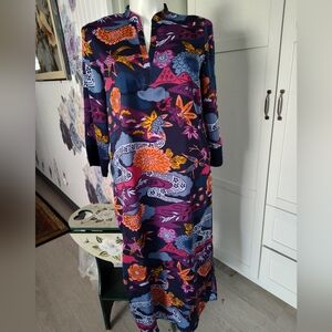 Natori Column Lounge Dress Yukata Collection Sz Med 8-12 Luxurious Silky Feel